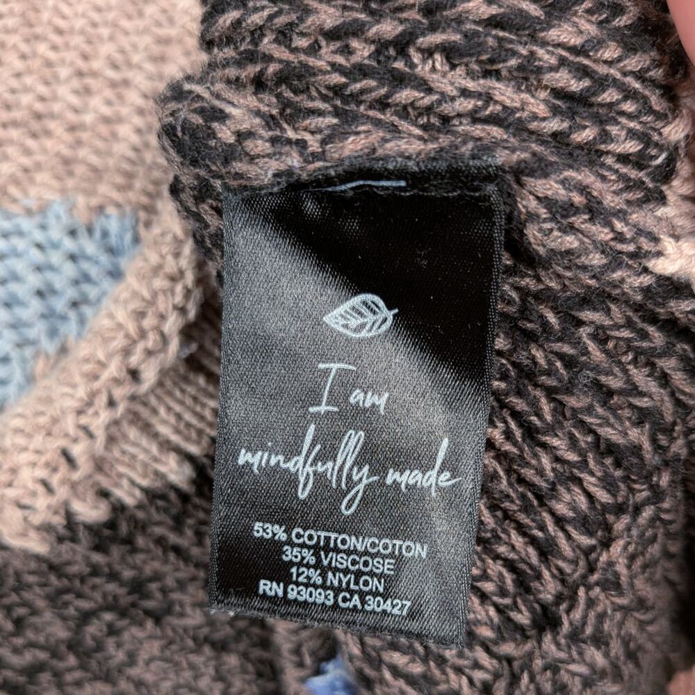 Nic + Zoe Winter Waves Mock Neck Sweater XS Earthy Abstract Knit Pullover EUC - Picture 13 of 13